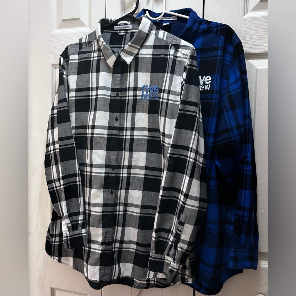 2 Five Below embroidered flannel ladies XXL.